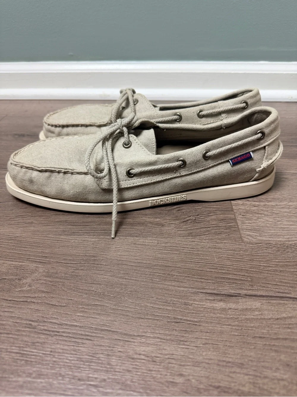 Sebago Portland Zen Canvas Docksides Boat Shoes Men's Size 11 Beige | Like New
